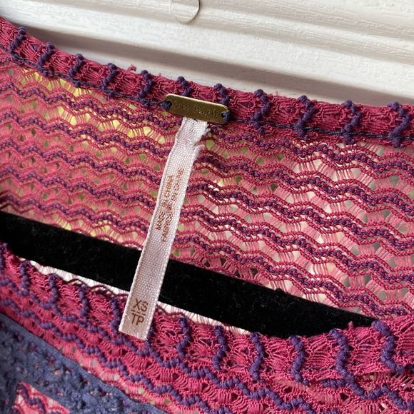 Free People Crochet Purple Blue Peplum Tank Blouse Size XS - Picture 2 of 7